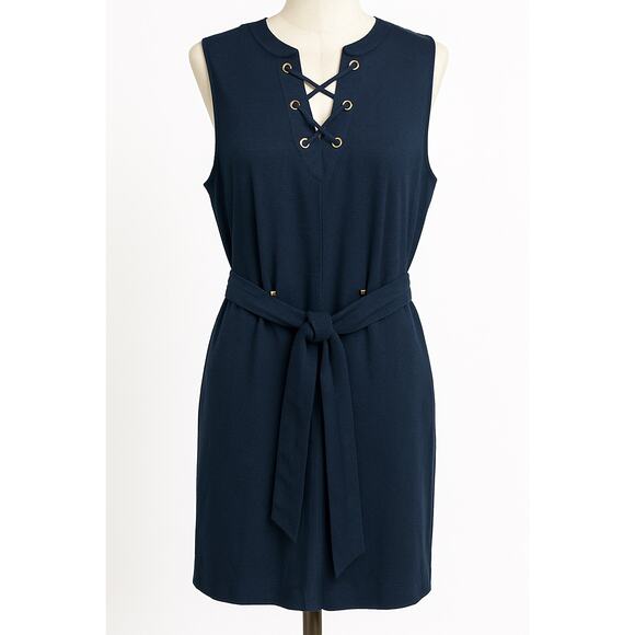 Michael Kors Dress Size Large Linen Navy - Picture 1 of 15